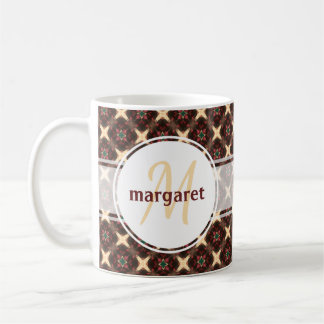 Red Green and Gold Monogram Coffee Mug