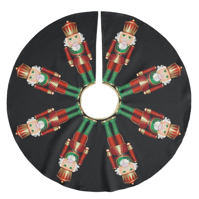 Red Green and Gold Nutcrackers Brushed Polyester Tree Skirt (Front)