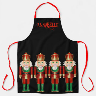 Red Green and Gold Nutcrackers Personalize Apron