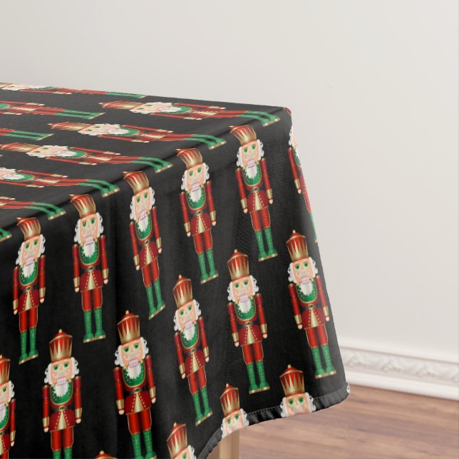 Red Green and Gold Nutcrackers Tablecloth (In Situ)