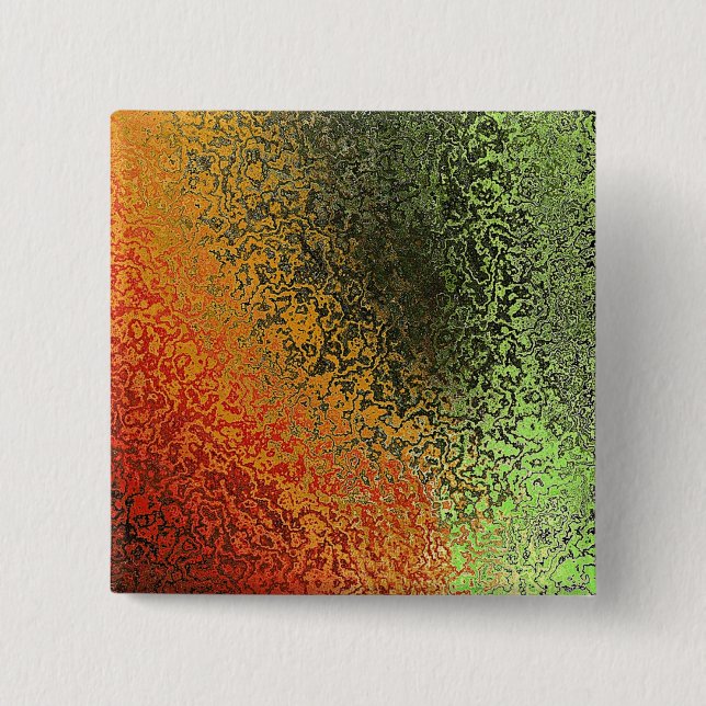Red Green And Gold Pattern  2 Inch Square Button (Front)