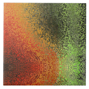 Red Green And Gold Pattern Tile