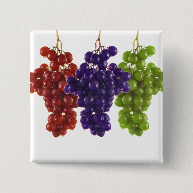 Red Green and Purple Grapes 2 Inch Square Button (Front)