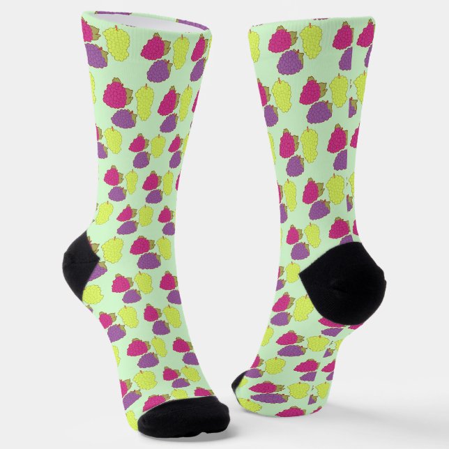 Red,Green And Purple Grapes Socks (Angled)