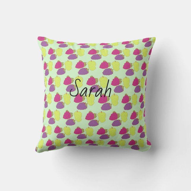 Red,Green And Purple Grapes Throw Pillow (Back)