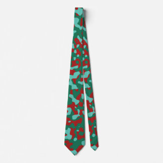 Red, Green, and Teal Camouflage Pattern Tie