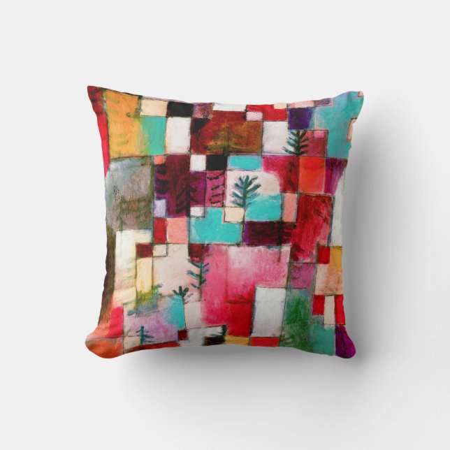 Red Green and Violet, Paul Klee Throw Pillow (Front)
