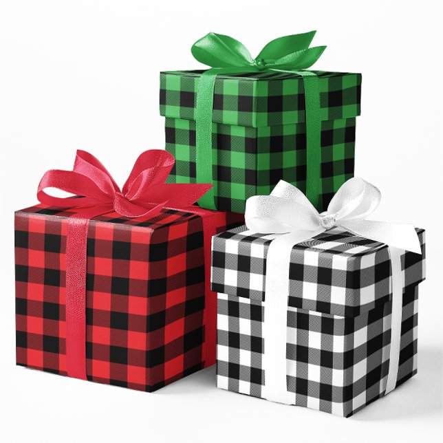 Red Green and White Buffalo Check Christmas Wrapping Paper Sheet (Red Green and White Buffalo Check Christmas Wrapping Paper Sheets)