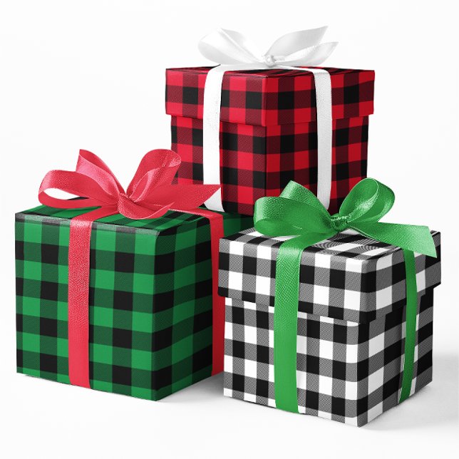 Red Green and White Buffalo Plaid Christmas Small Wrapping Paper Sheet (Red Green and White Buffalo Plaid Christmas Small Wrapping Paper Sheets)