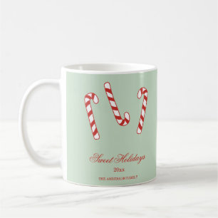 Red, Green and White Candy Cane Christmas Pattern  Coffee Mug