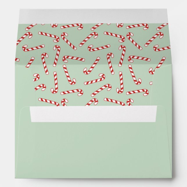 Red, Green and White Candy Cane Christmas Pattern  Envelope (Back (Bottom))