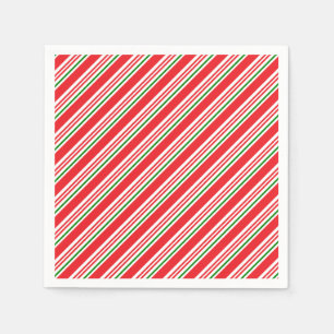 Red Green and White Candy Cane Pattern Custom Napkin