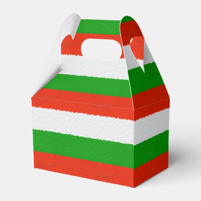 Red, Green and White Cement Stripes Favour Box (Back Side)