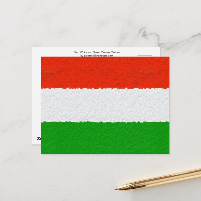 Red, Green and White Cement Stripes   Holiday Postcard (Front/Back In Situ)