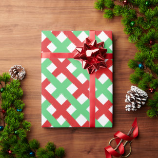 red, green and white checkereed pattern wrapping paper