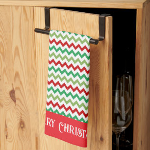 Red Green and White Christmas Zigzag Kitchen Towel