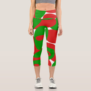 Red, Green and White Orbs Capri Leggings