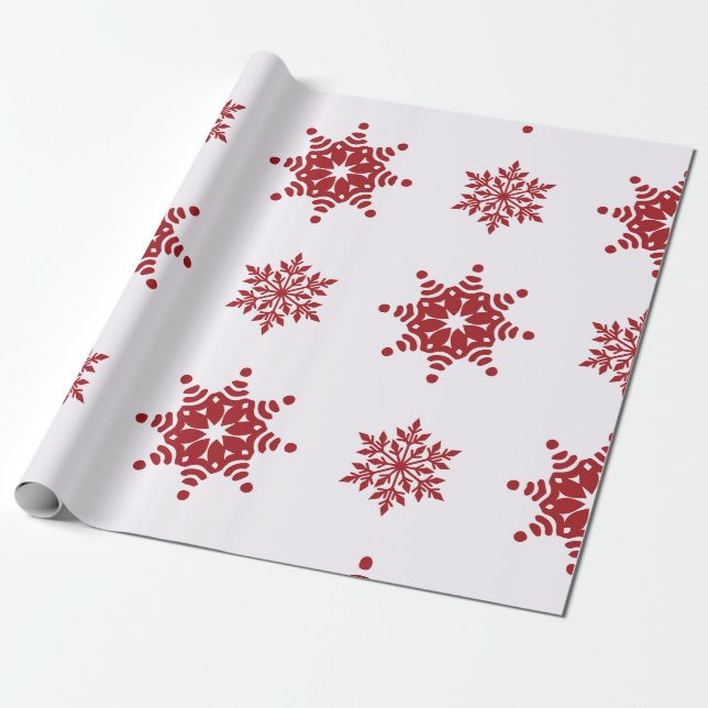Red, Green, and White Snowflake Lane Christmas Wra Wrapping Paper (Unrolled)