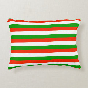 Red, Green and White Stripes  Accent Pillow