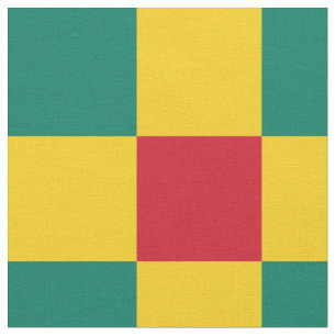 Red, green and yellow chequerboard pattern fabric