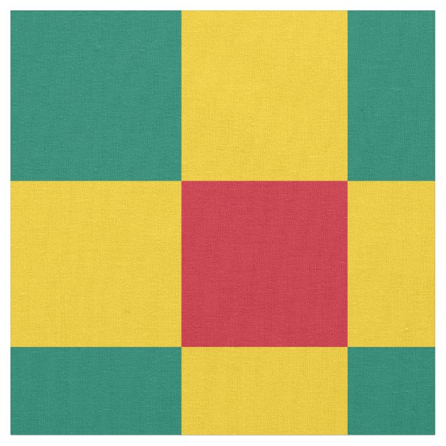 Red, green and yellow chequerboard pattern fabric (Close Up)
