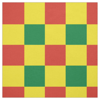 Red, green and yellow chequerboard pattern fabric