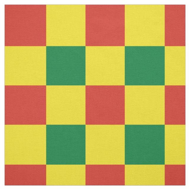 Red, green and yellow chequerboard pattern fabric (Swatch)