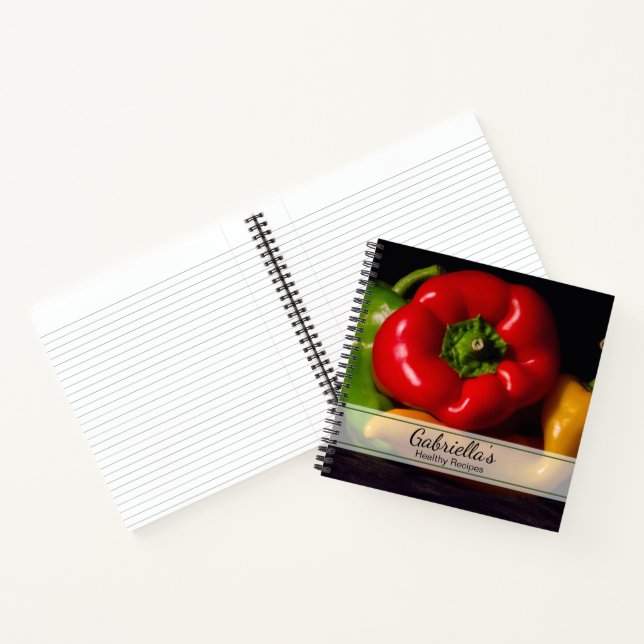 Red, Green and Yellow Peppers Healthy Recipe Notebook (Inside)