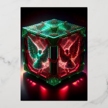 Red & Green Angels Watch Over Metallic Light Box