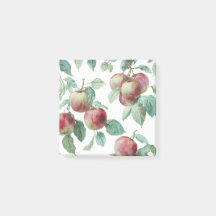 Red Green Apple Fruit Pattern Watercolor Rustic 