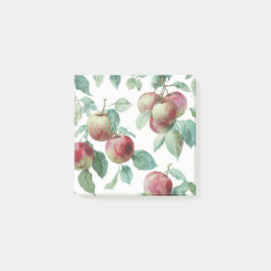 Red Green Apple Fruit Pattern Watercolor Rustic Post-it Notes