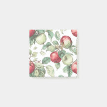 Red Green Apple Fruit Pattern Watercolor Rustic 