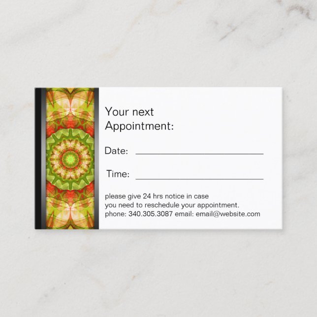 Red & Green Apples Mandala appointment card (Front)