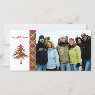Red & Green Argyle Tree  Merry Christmas Holiday Card