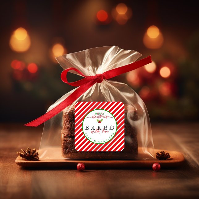 Red Green Baked With Love Christmas  Square Sticker (Creator Uploaded)