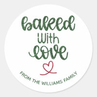 Red Green Baked With Love Homemade Label Sticker