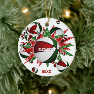 red green basketball blowout commemorative sports ceramic ornament