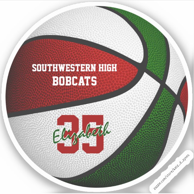Red green basketball girls boys team colours (Front)