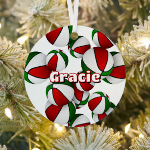 red green basketballs w athlete name keepsake metal ornament