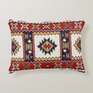 Red Green Beige Black White Oriental Kilim Rug Accent Pillow