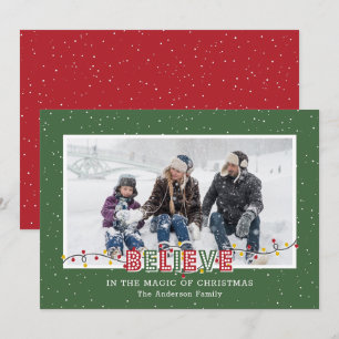Red Green Believe In the Magic of Christmas Photo Holiday Card