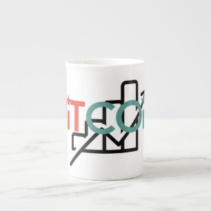 "Red Green Bitcoin Growth Chart Stars Design" Bone China Mug