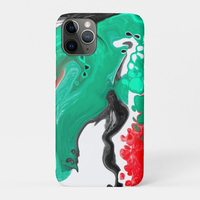 Red, Green, Black and White Marble Fluid Art    Case-Mate iPhone Case (Back)