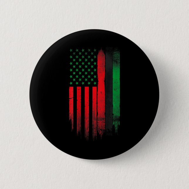 Red Green Black History American African Flag  2 Inch Round Button (Front)