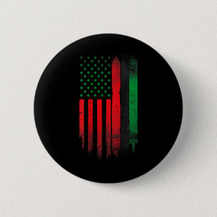 Red Green Black History American African Flag  2 Inch Round Button