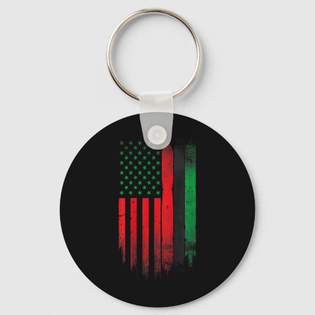 Red Green Black History American African Flag  Keychain (Front)