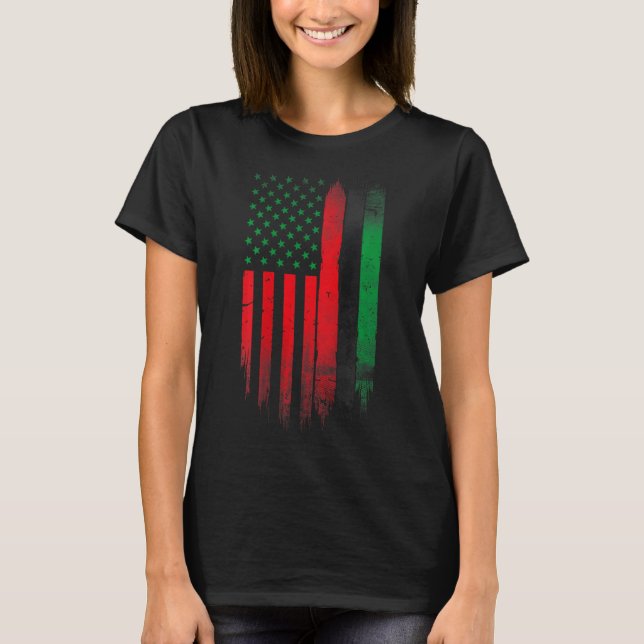 Red Green Black History American African Flag  T-Shirt (Front)
