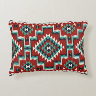 Red Green Black White Oriental Kilim Accent Pillow