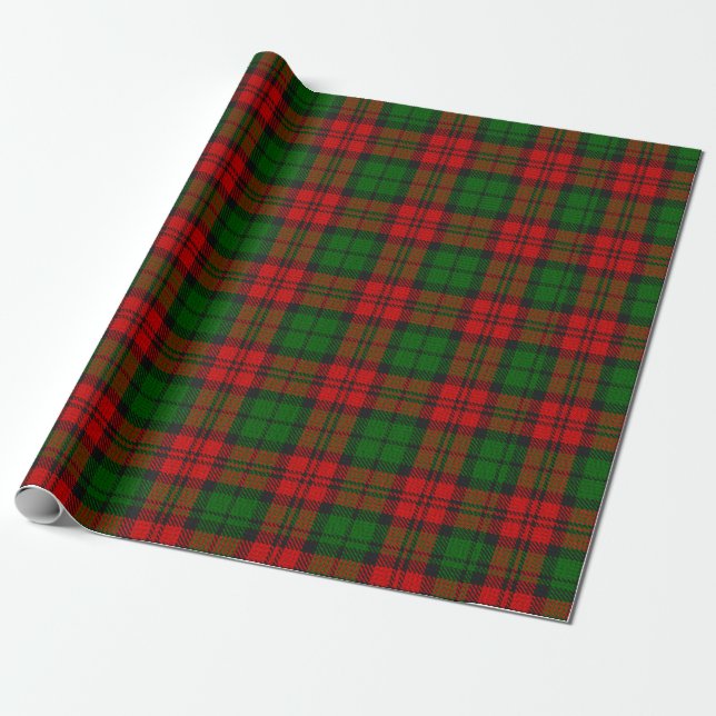 Red Green Blackwatch Campbell Tartan Plaid Wrapping Paper (Unrolled)