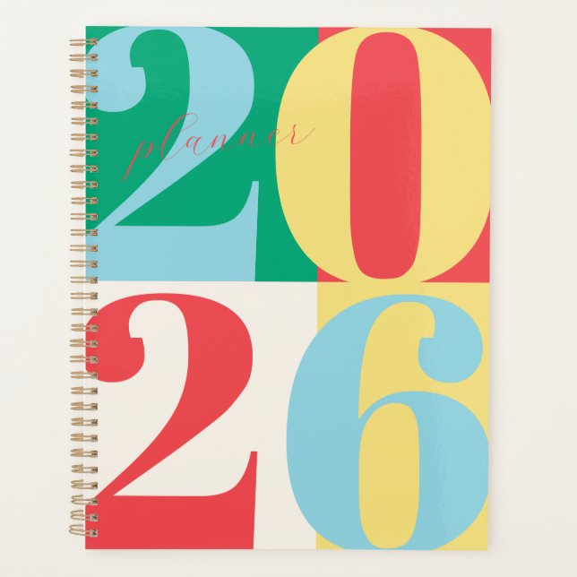 Red Green Blue Bold Year Color Block Planner (Front)